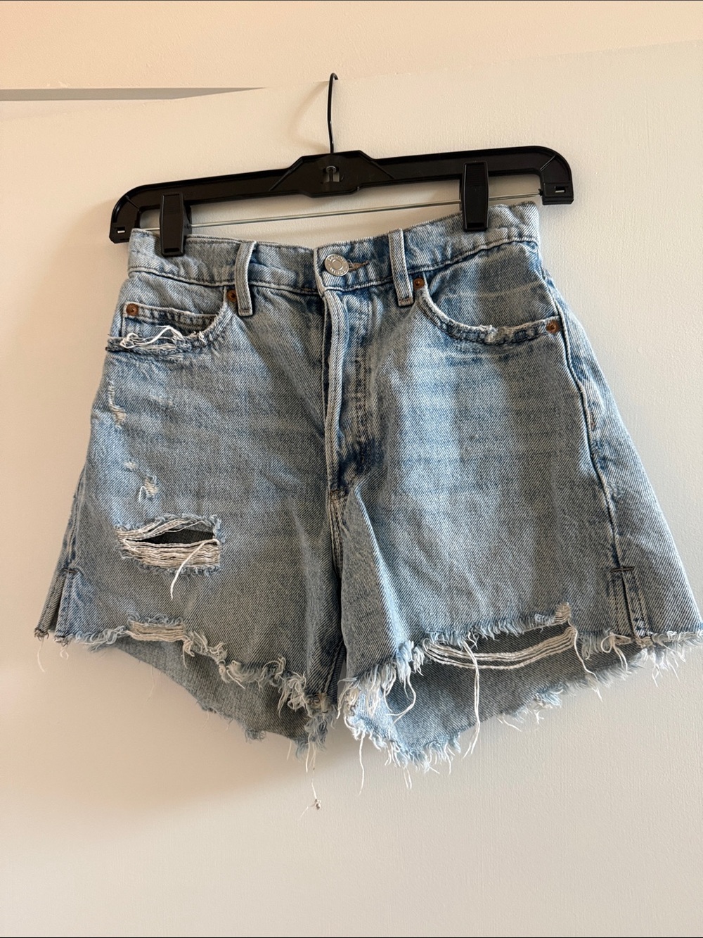 Garage Light Blue Distressed Denim Jean Shorts